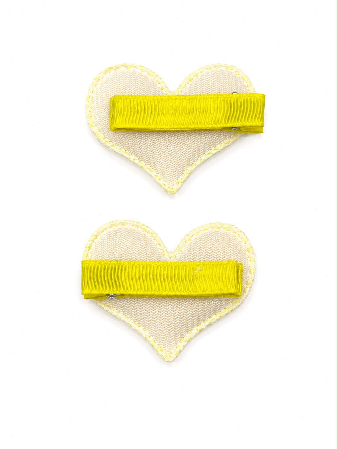 Moño Par Niña Corazón Amarillo con Lentejuelas