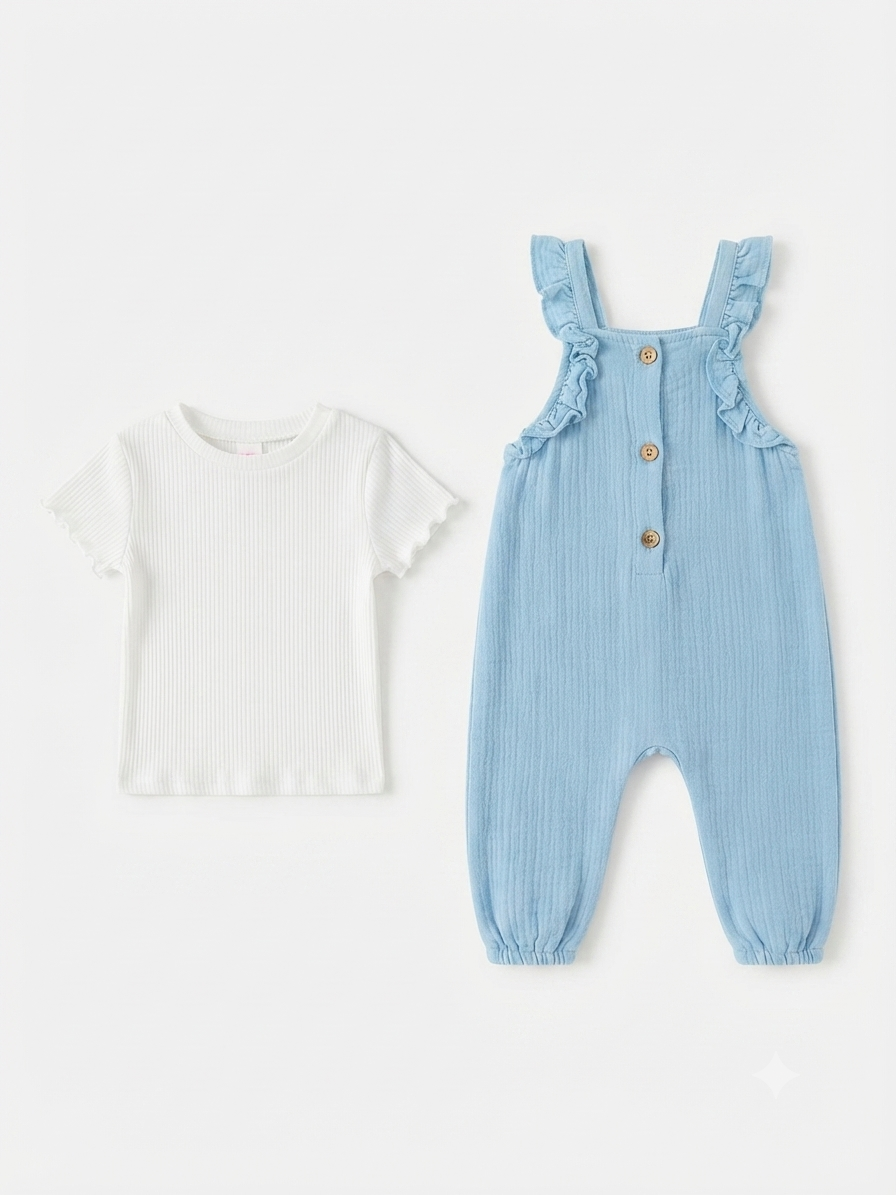 Set bebé meses azul cielo con playera