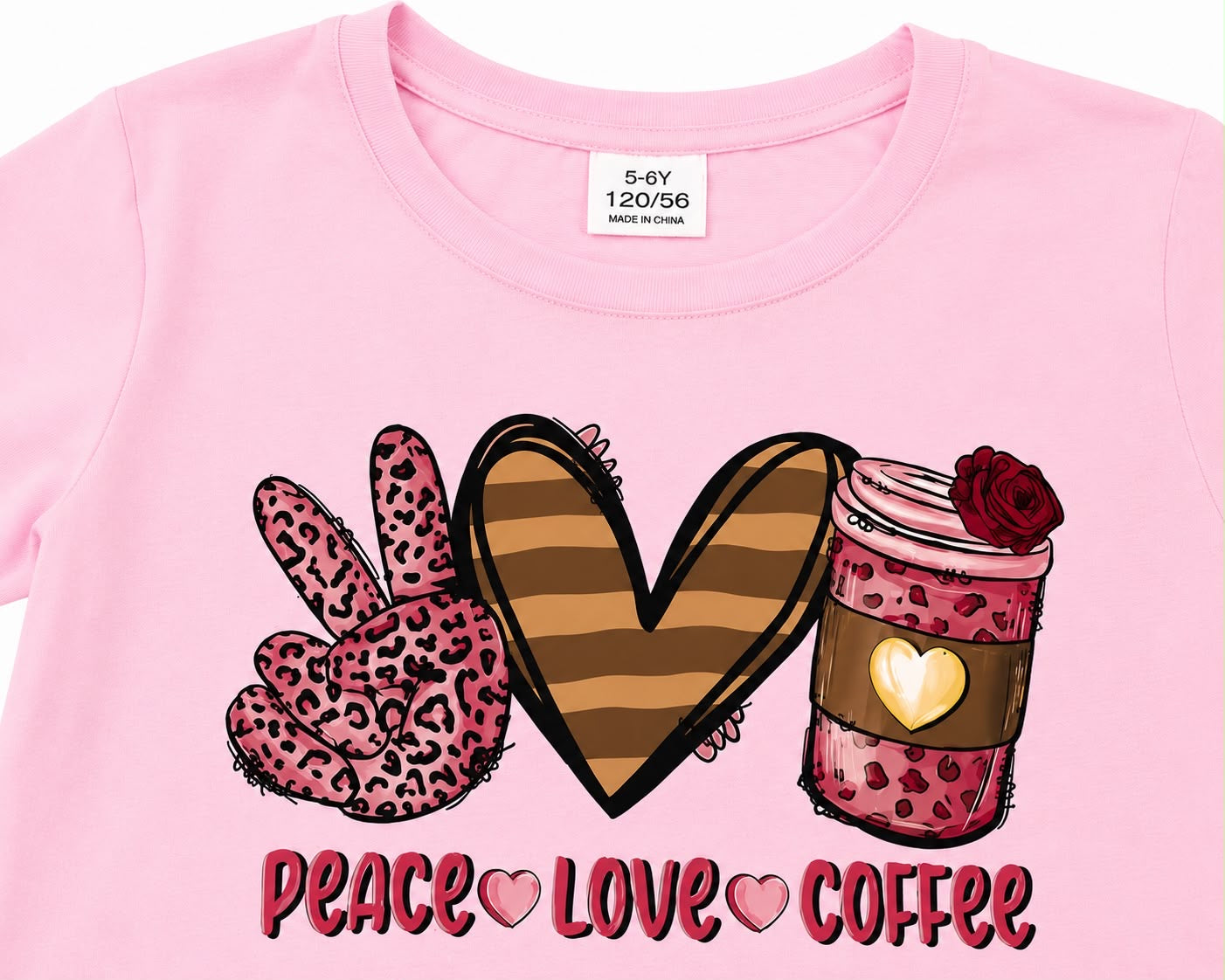 Blusa niña rosa peace love y café