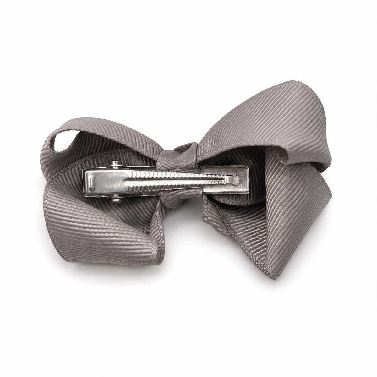 Moño chico niña gris elegante de cinta 🎀🩶