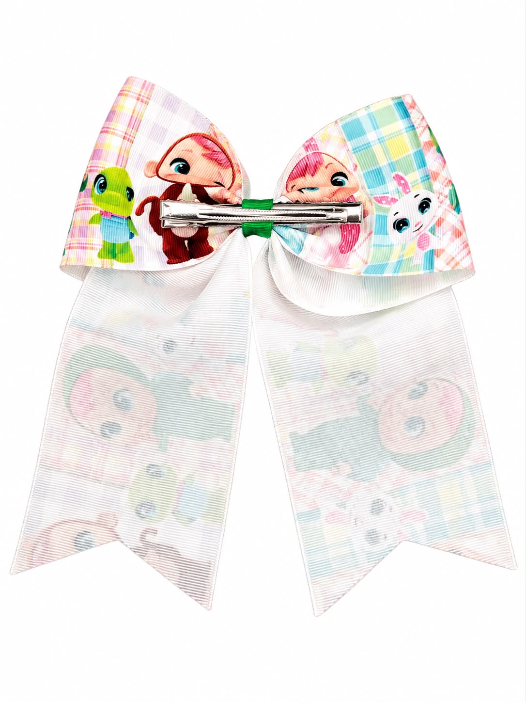 Moño niña multicolor con personajes infantiles 🎀🌈