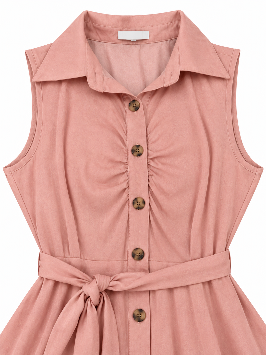 Vestido dama camisero sin mangas con botones y cinturón ajustable