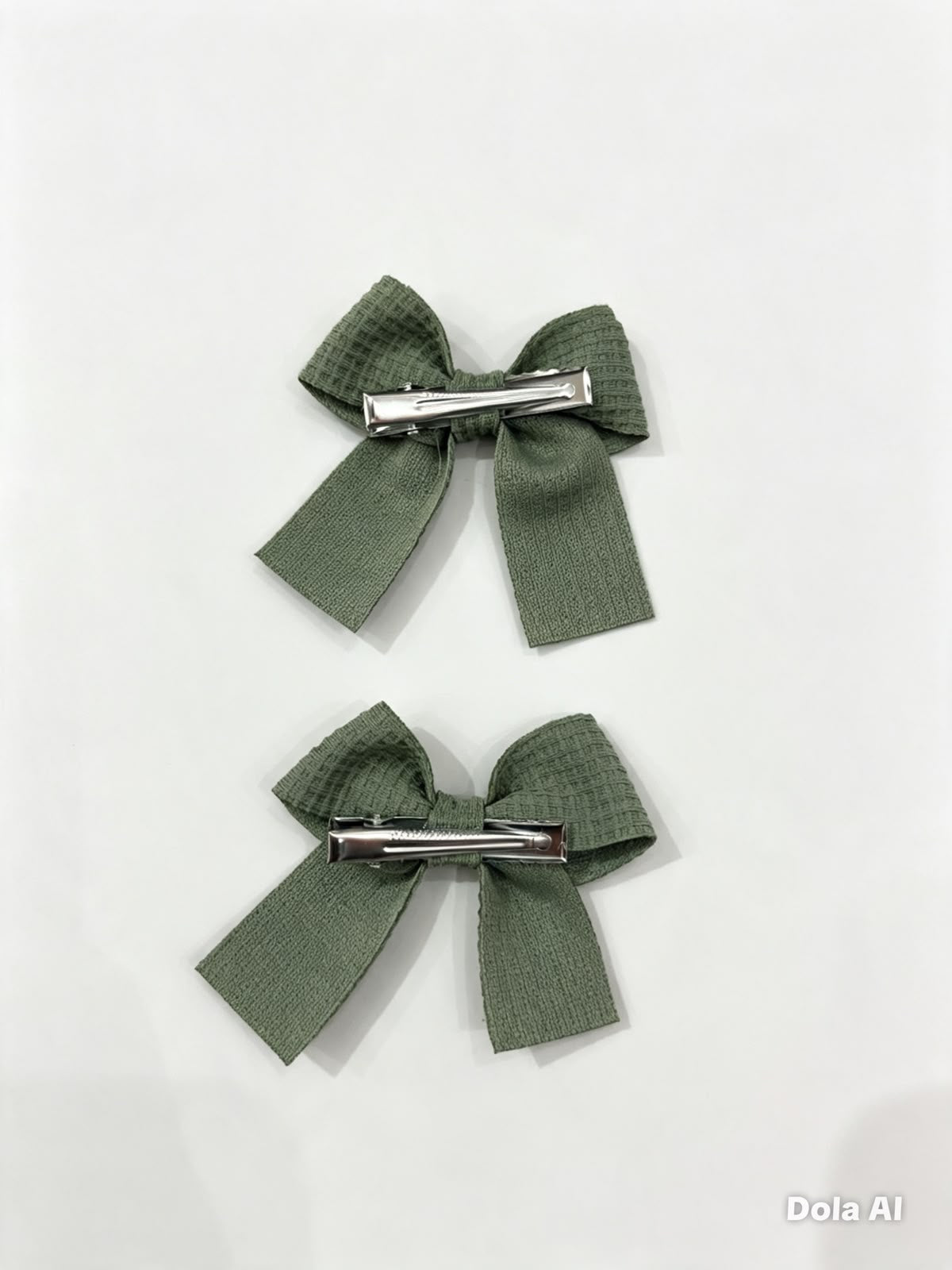 Moño Par Niña Verde Olivo
