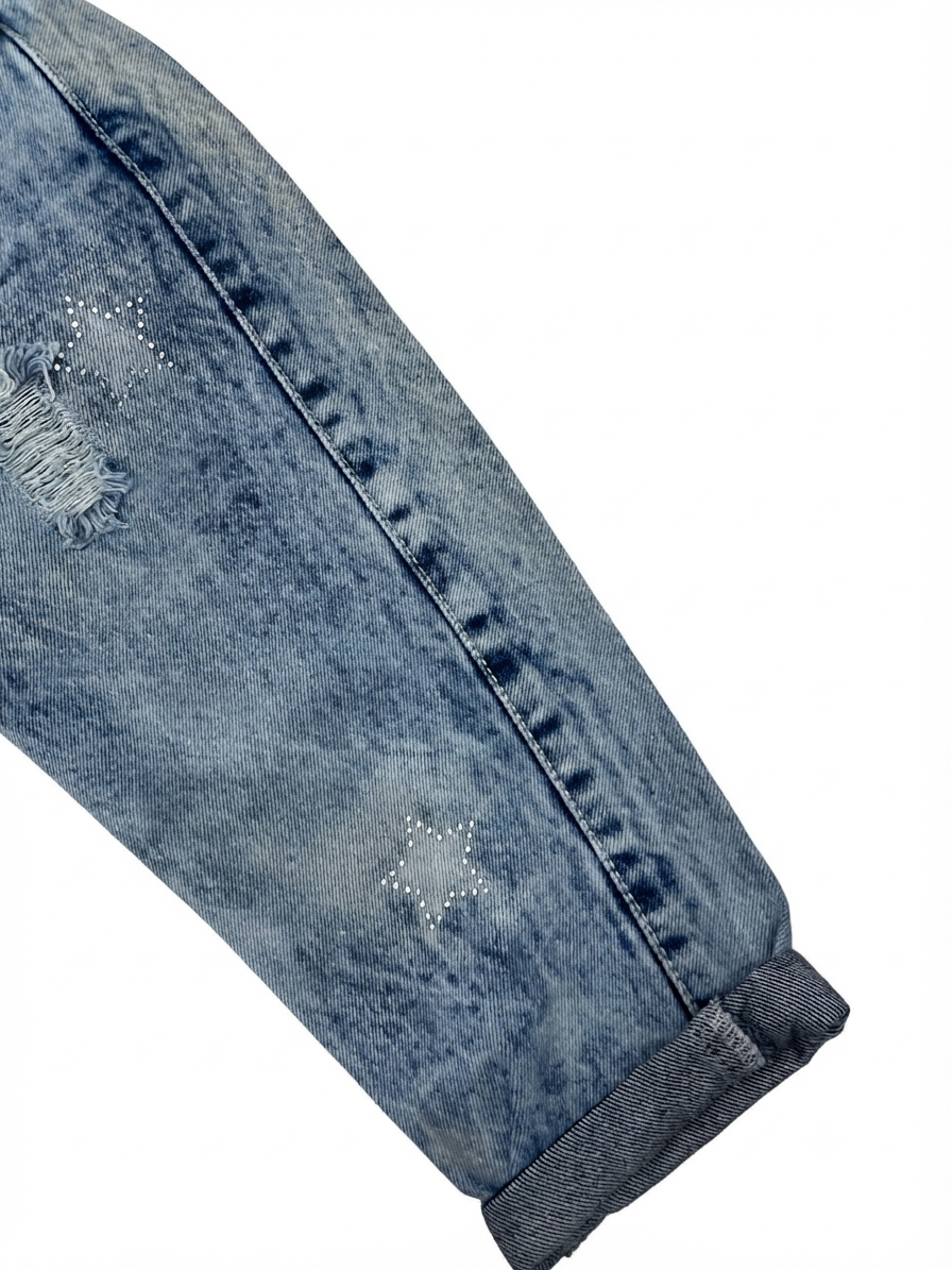 Pantalón niña de mezclilla con estrellas brillantes