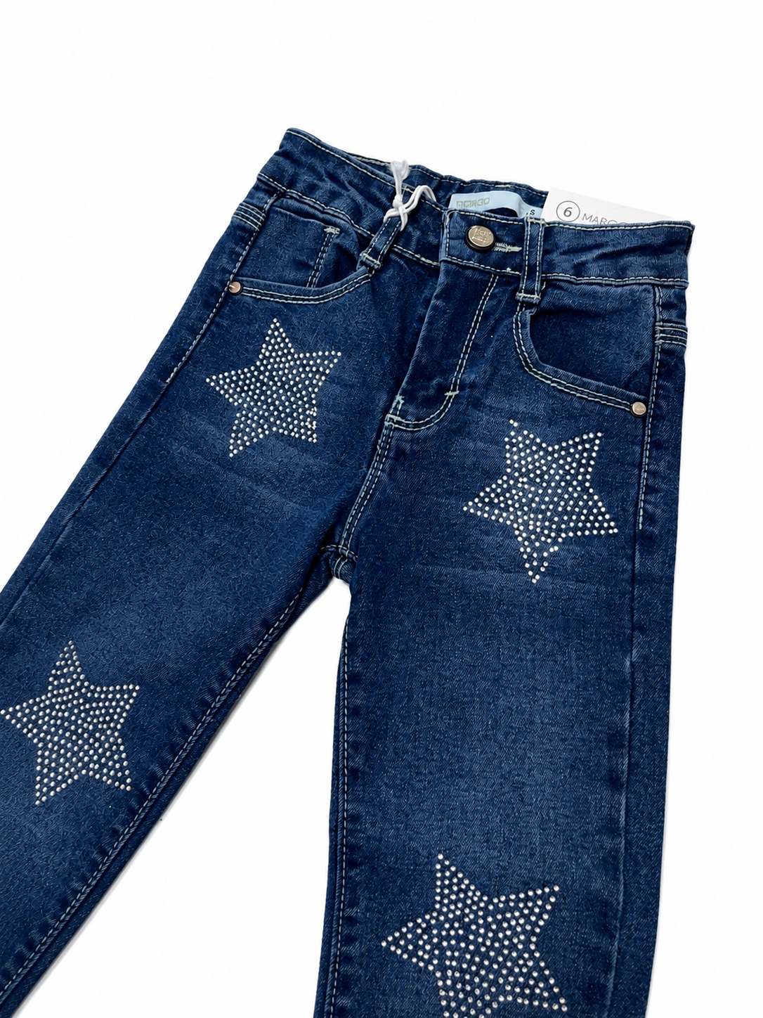 Pantalón niña mezclilla skinny con estrellas de pedrería