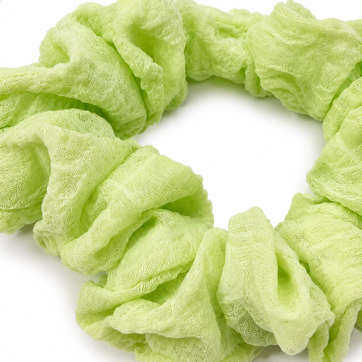 Liga cabello accesorio texturizada verde pastel