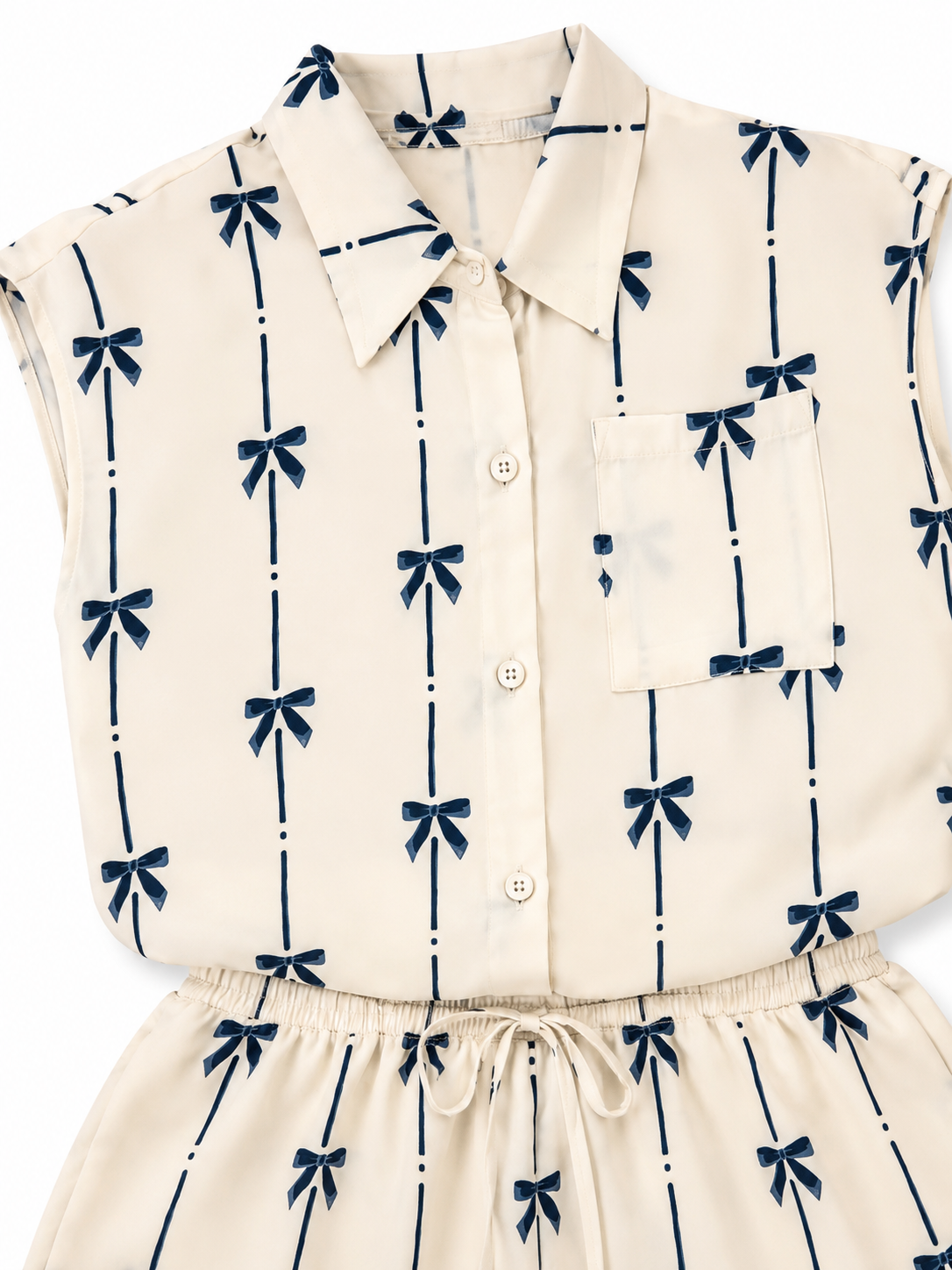 Set niña beige estampado con blusa y short
