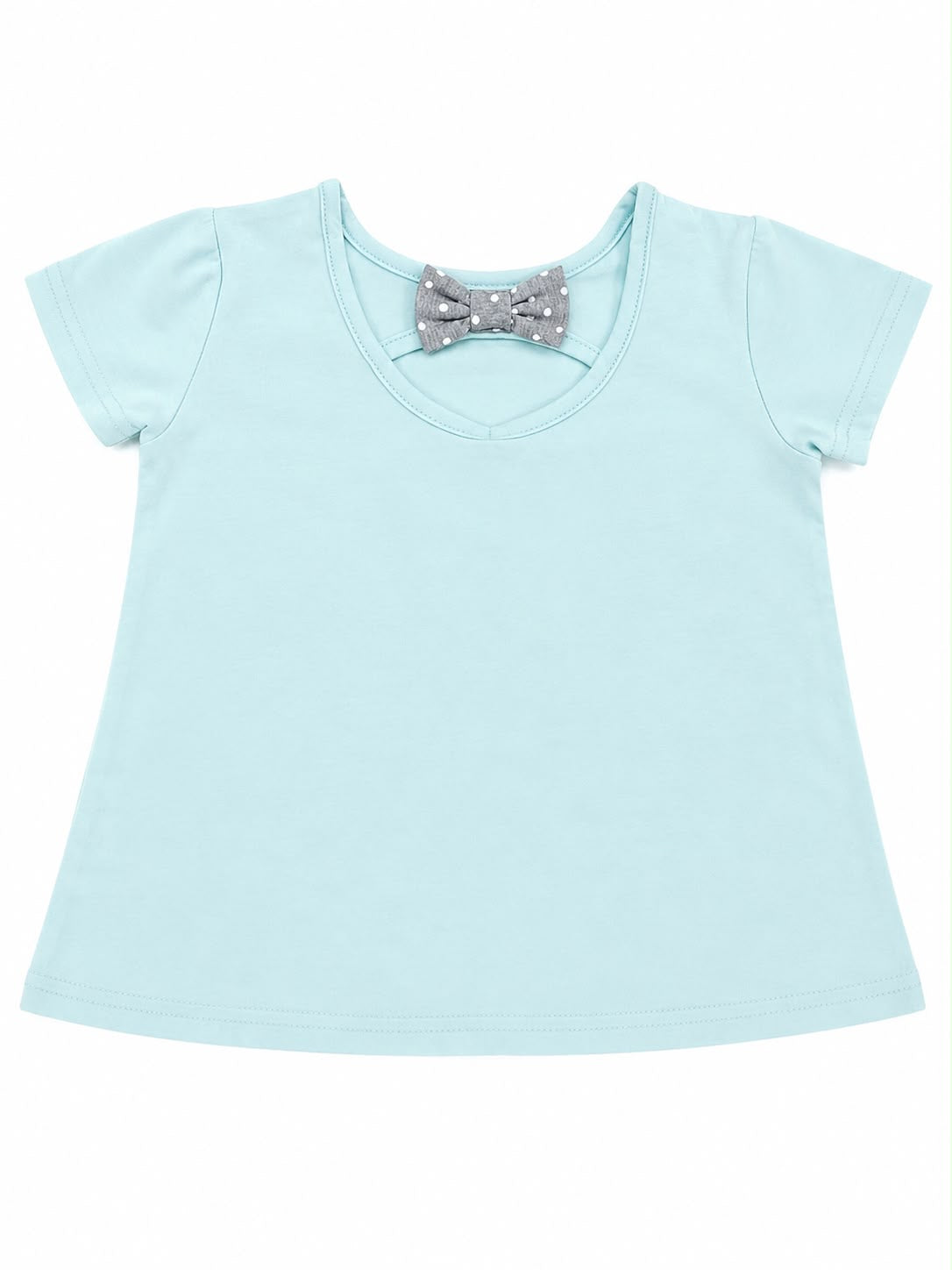 Blusa niña azul cielo con estampado tropical