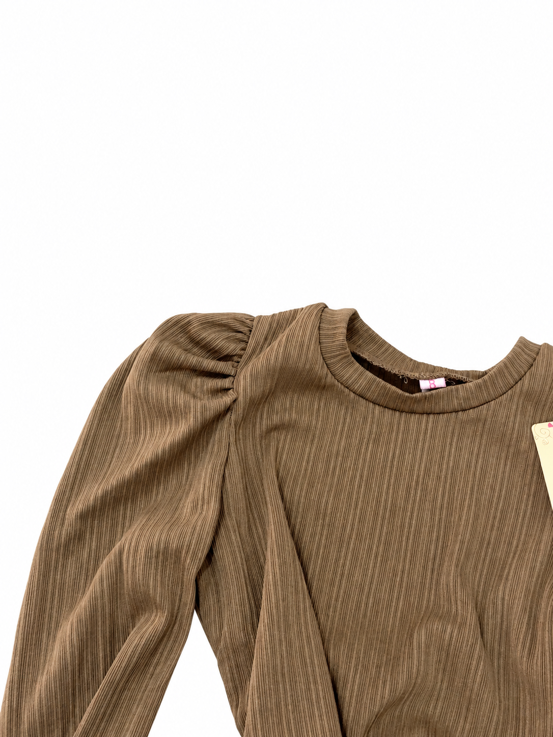 Blusa niña con manga abullonada y moño en cintura