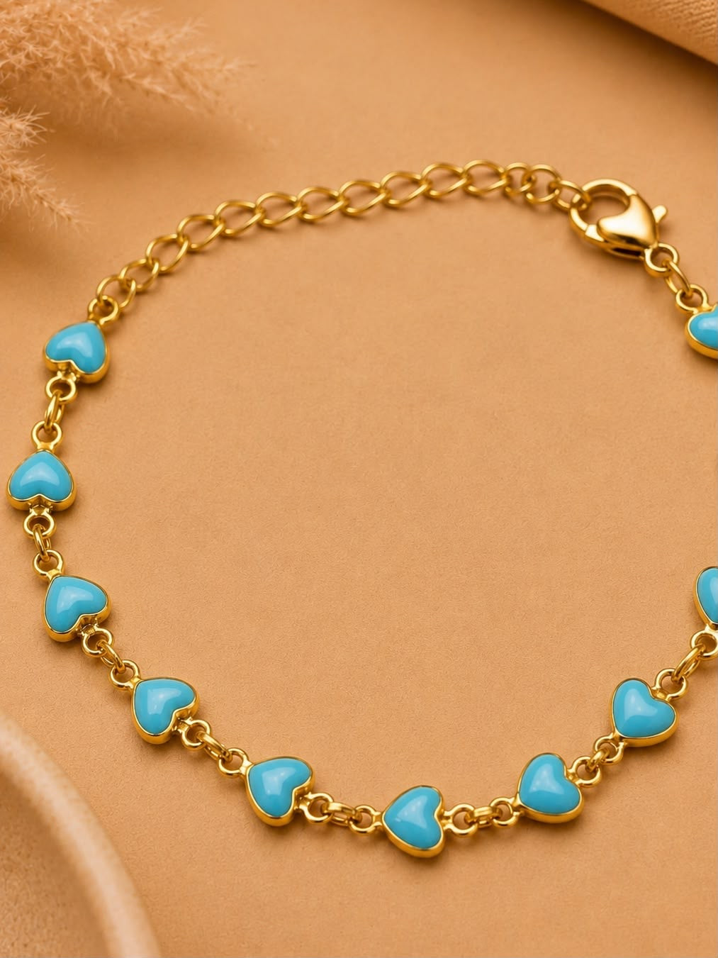 Pulsera Dama corazónes turquesa 🩵