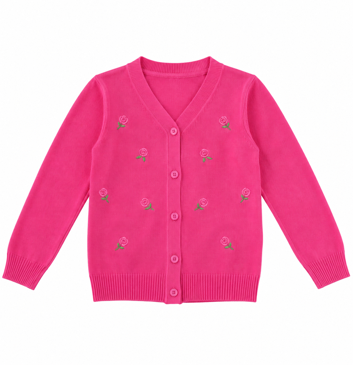 Blusa niña de manga larga con flores bordadas rosa🌸