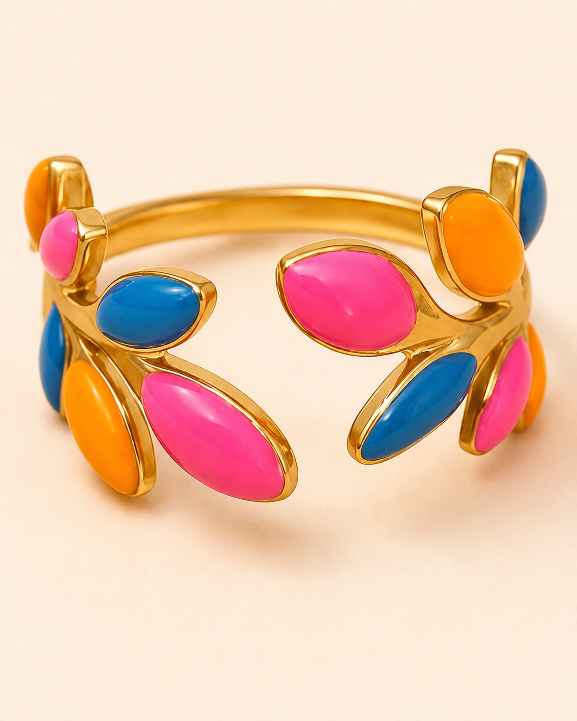 Anillo dama dorado con detalles multicolor ✨💖