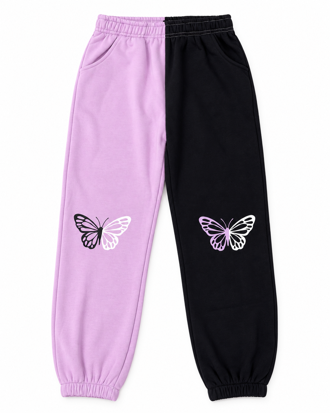 Set niña deportivo bicolor con estampado de mariposas 🦋💜�