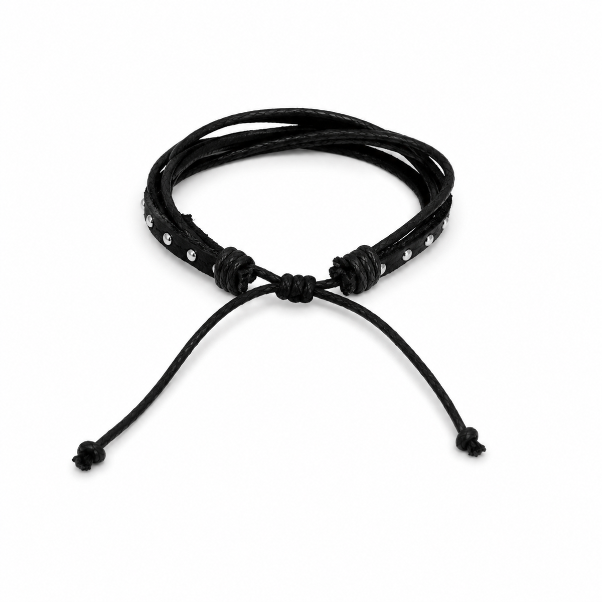Pulsera Caballero Negra con Detalles Metálicos 🖤