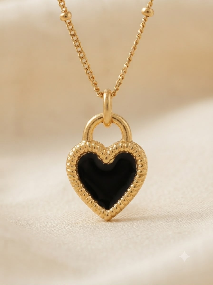 Collar accesorio dama – Corazón negro elegante