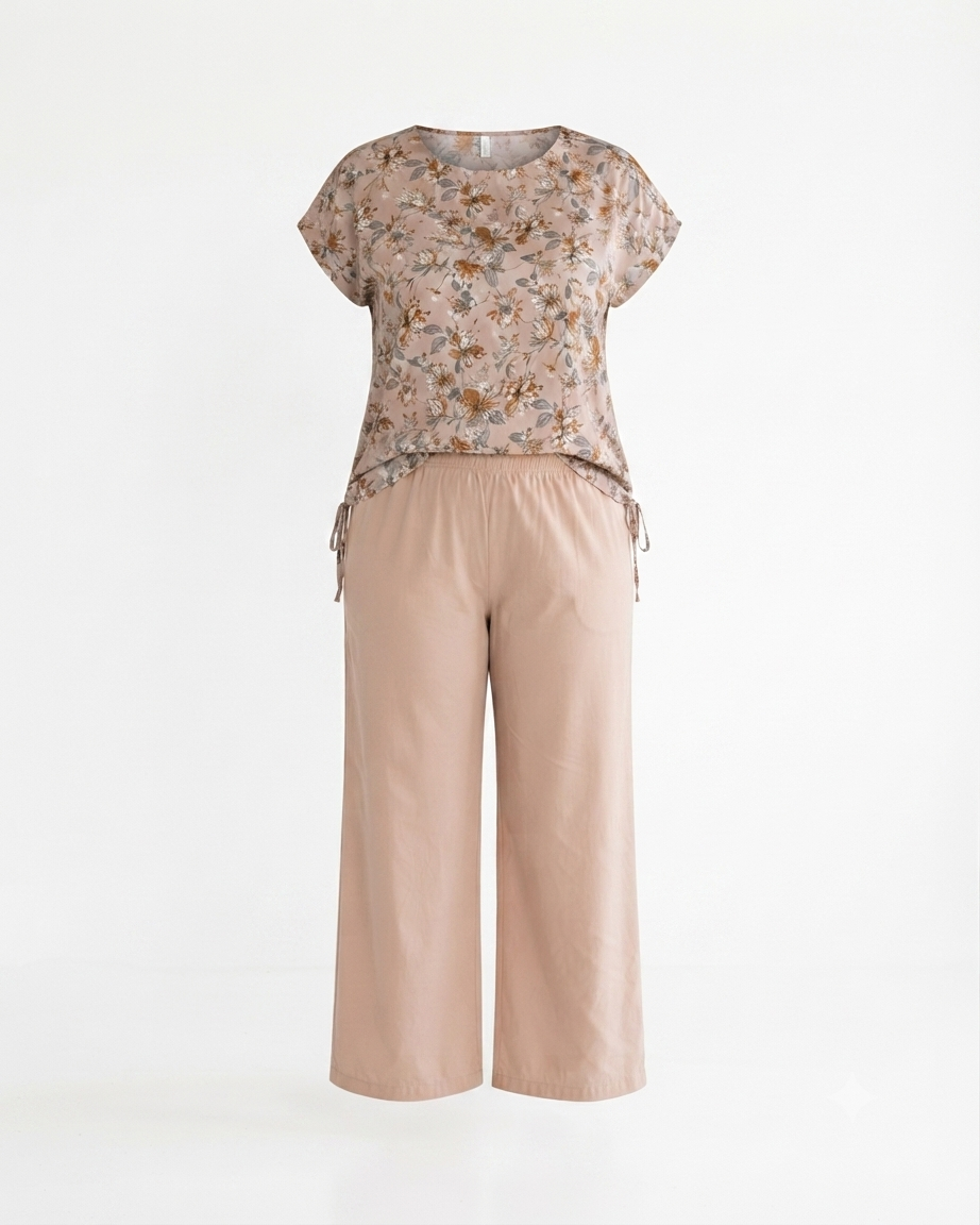 Conjunto dama floral dos piezas