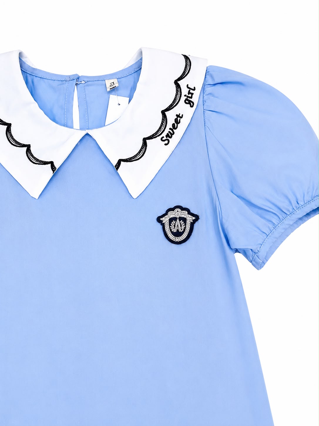Vestido niña azul cielo con cuello Peter Pan