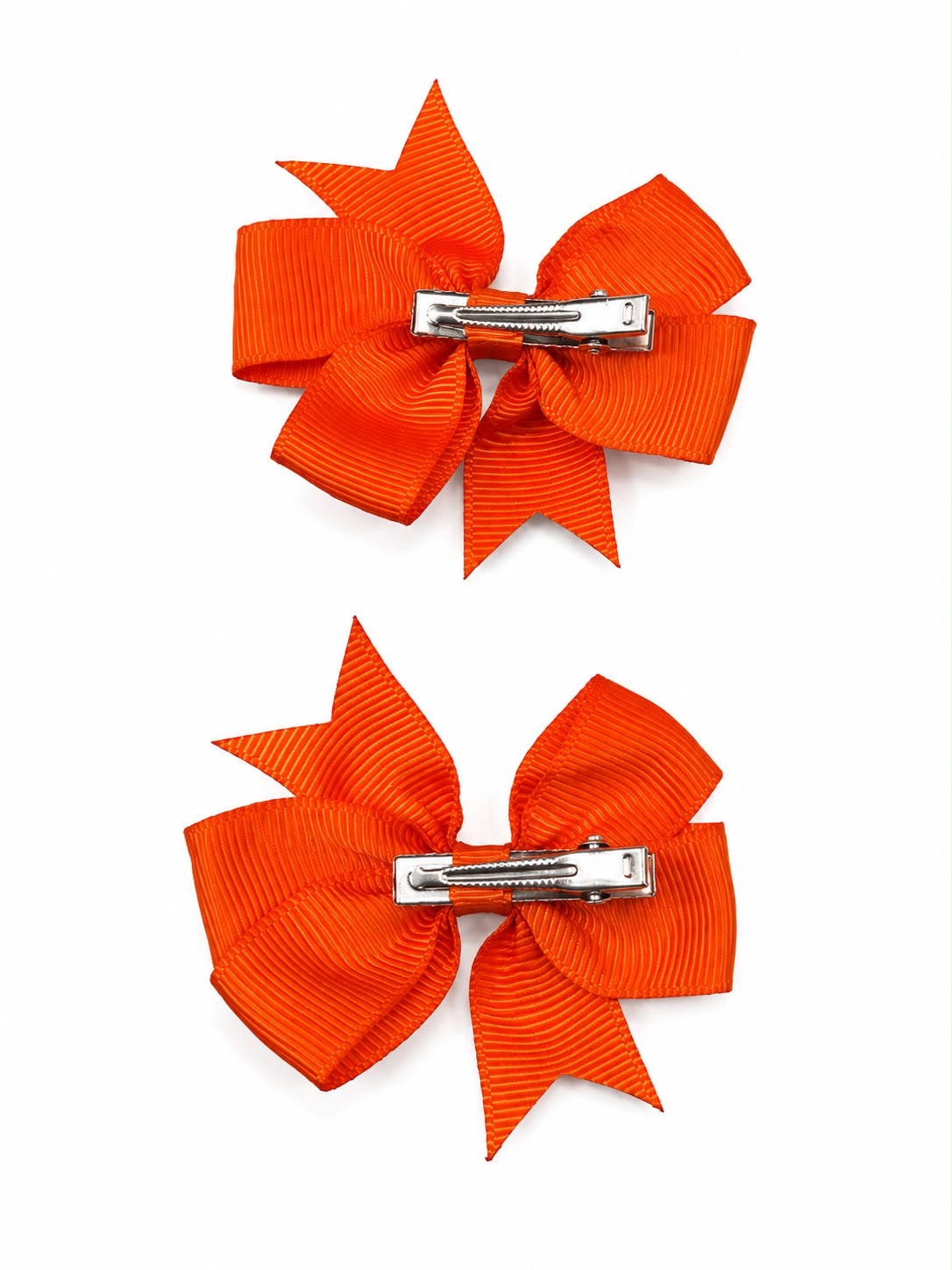 Moño par niña naranja de grosgrain