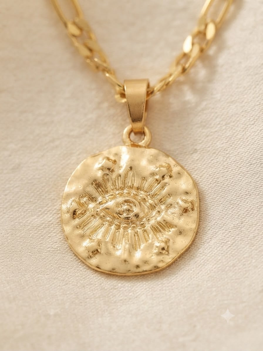 Collar dama medalla ojo dorado