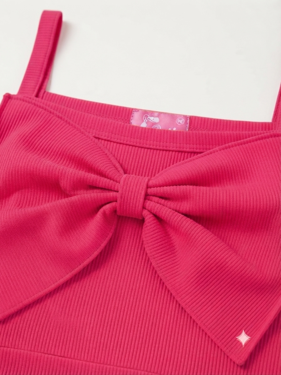 Blusa niña rosa fucsia con moño grande
