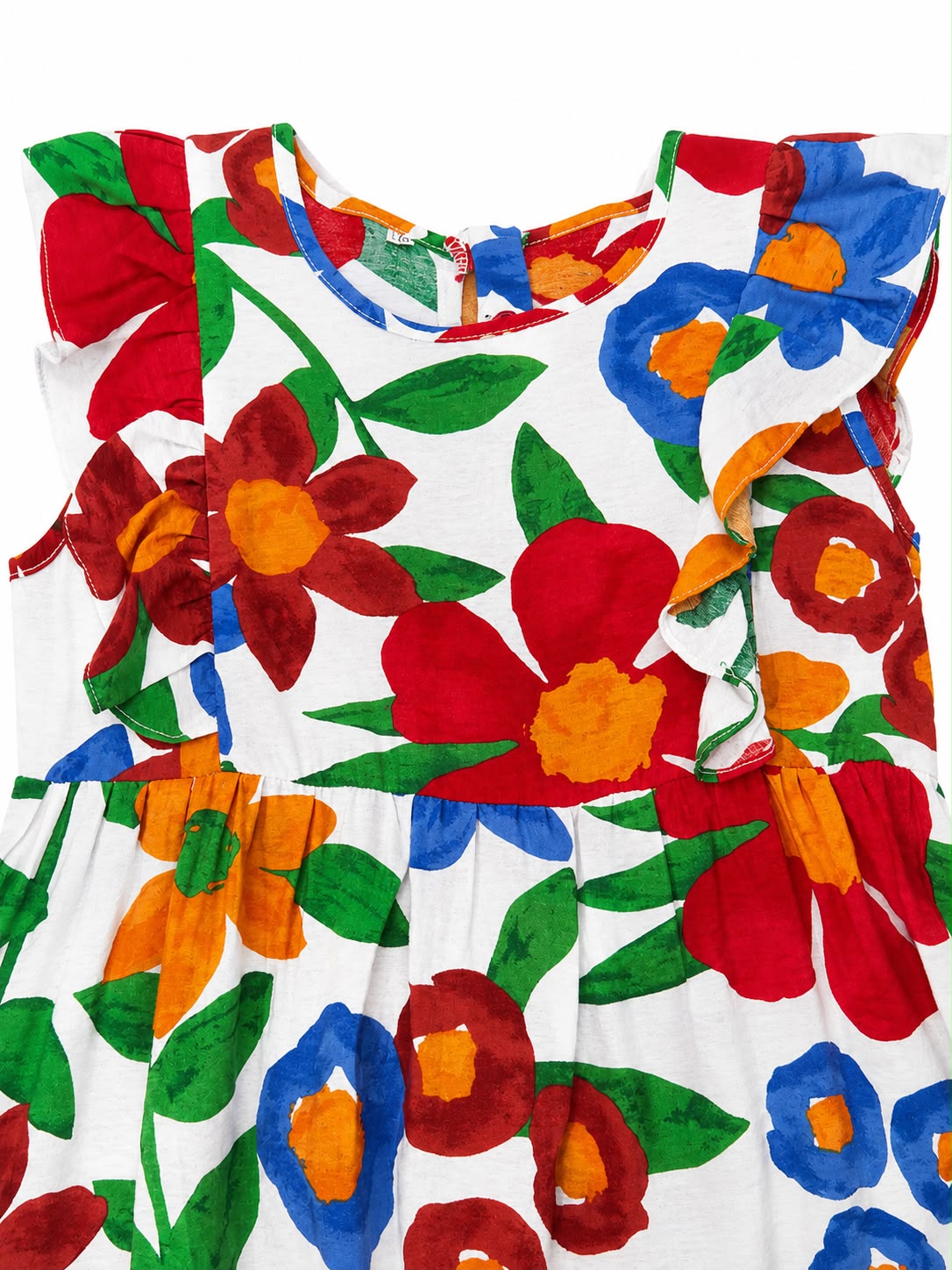 Vestido niña estampado floral rojo con Olanes t