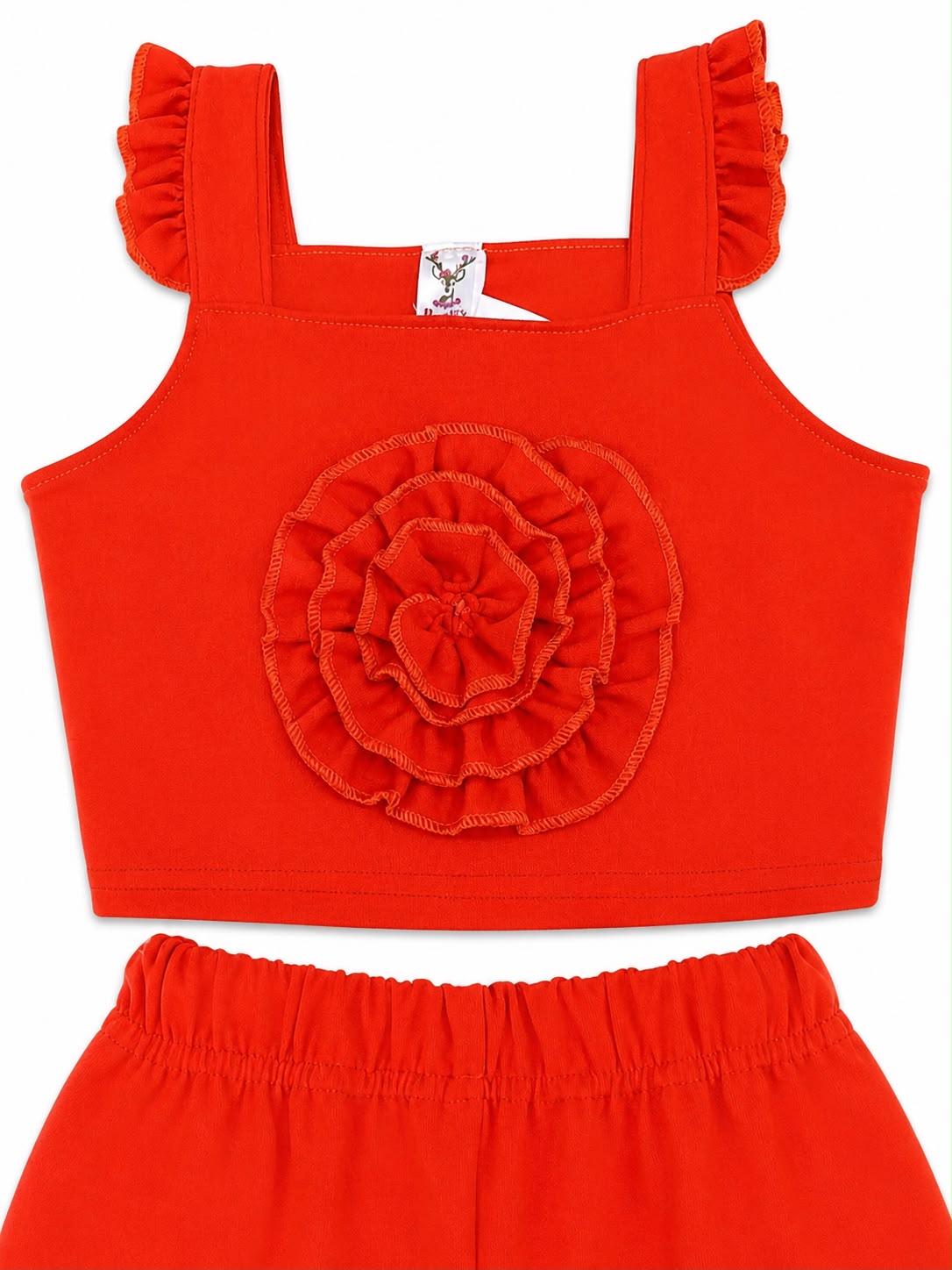 Set niña rojo con flor decorativa
