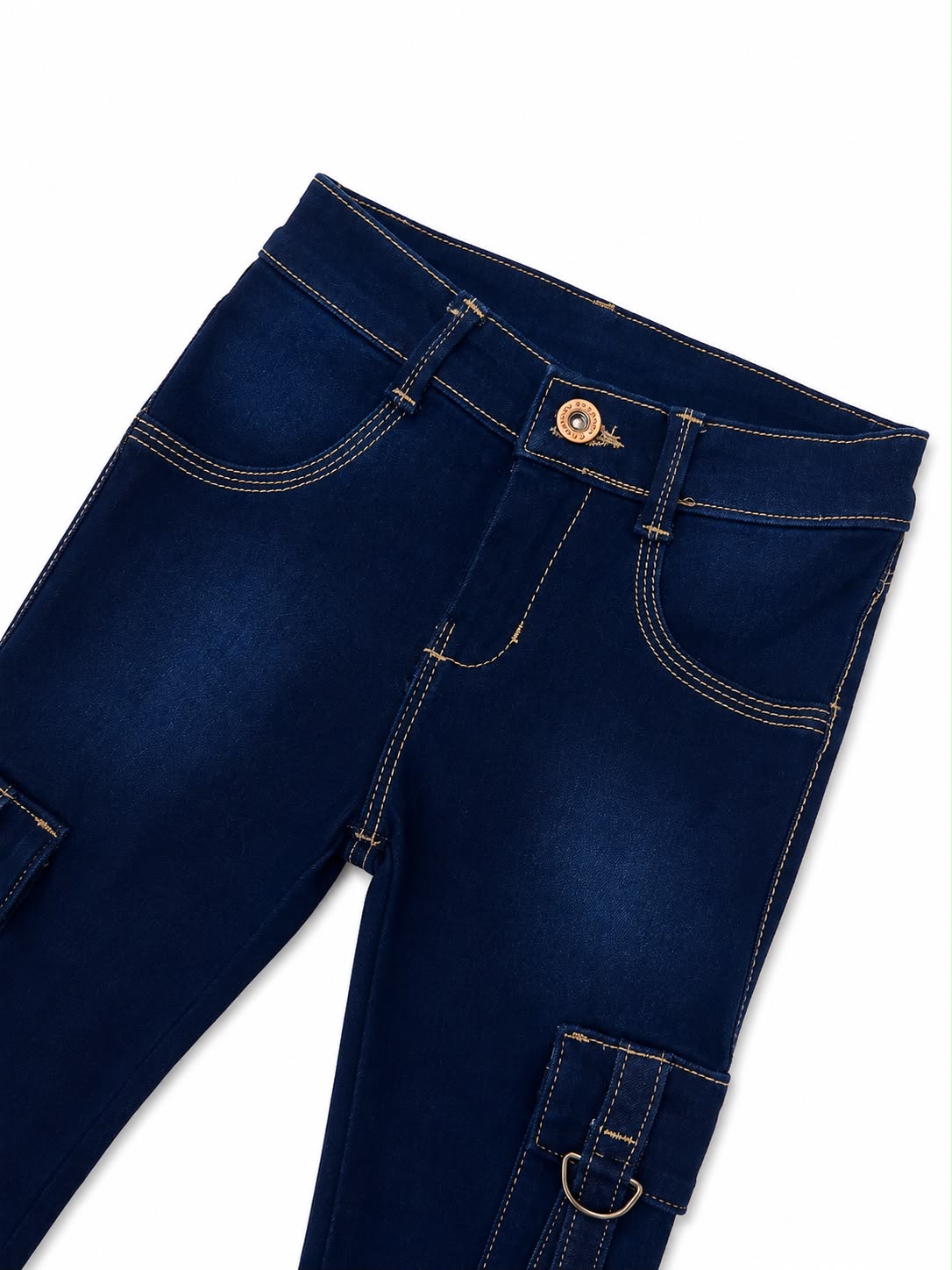 Pantalón niña cargo de mezclilla azul oscuro