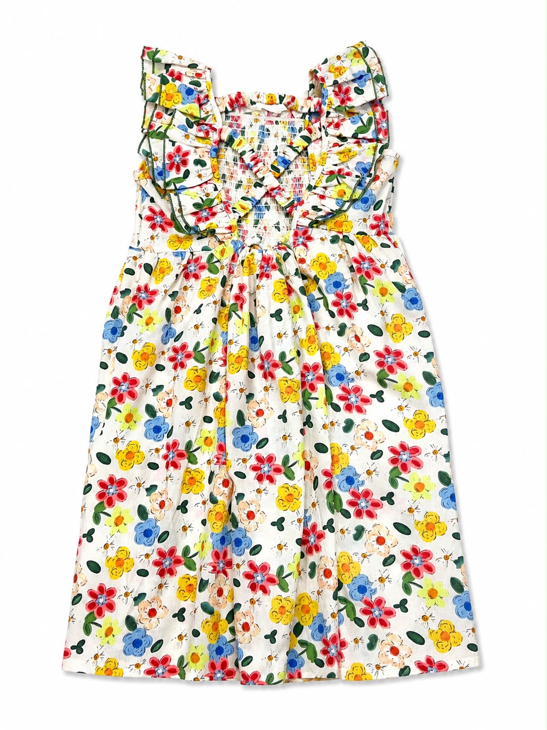 Vestido niña blanco con estampado floral
