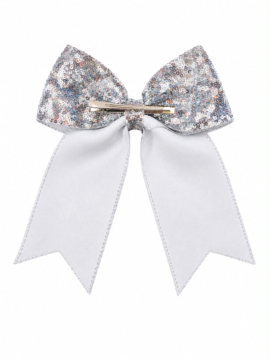 🎀 Moño niña plateado con lentejuelas