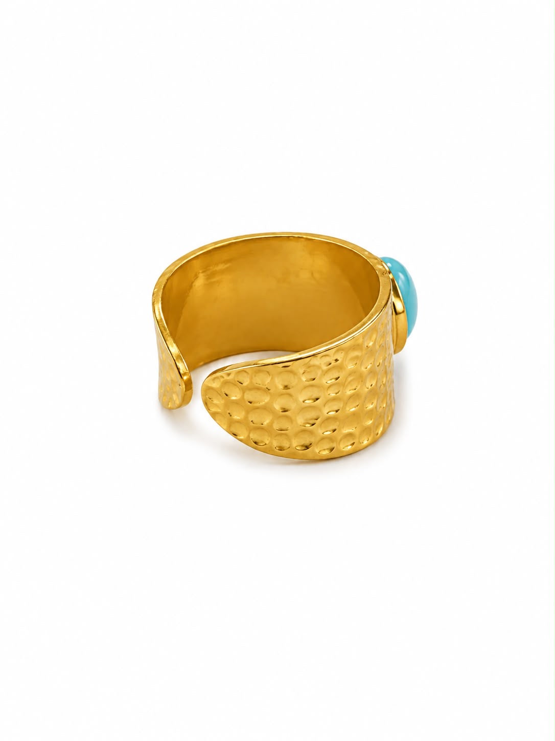 Anillo Da dorado con piedra turquesa diseño