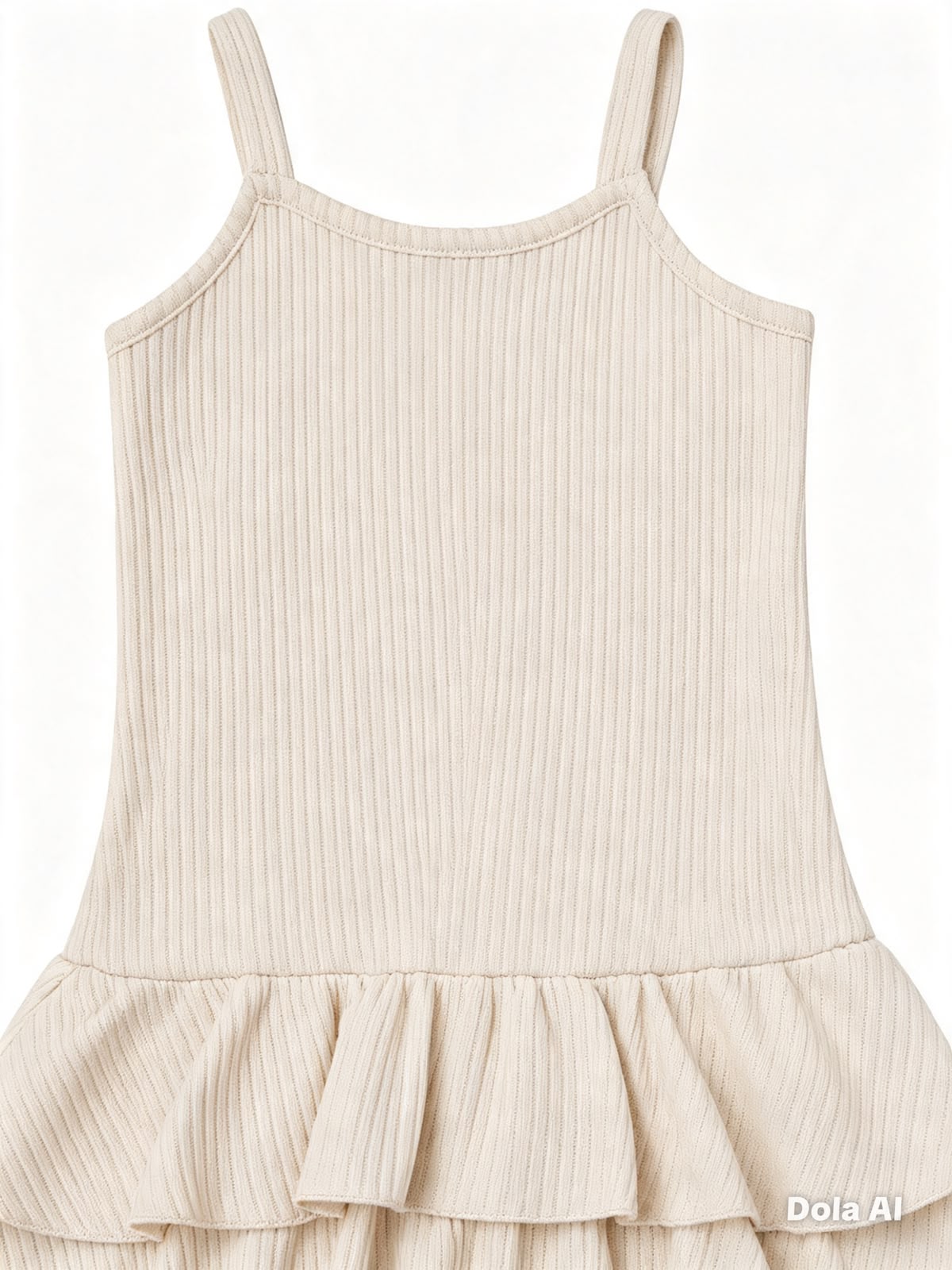 Vestido niña de tirantes con Olanes color beige