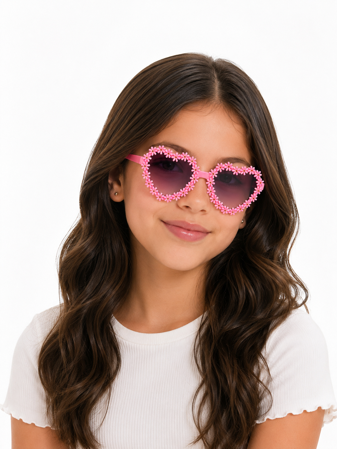 Lentes niña corazón con flores rosas 🌸🩷