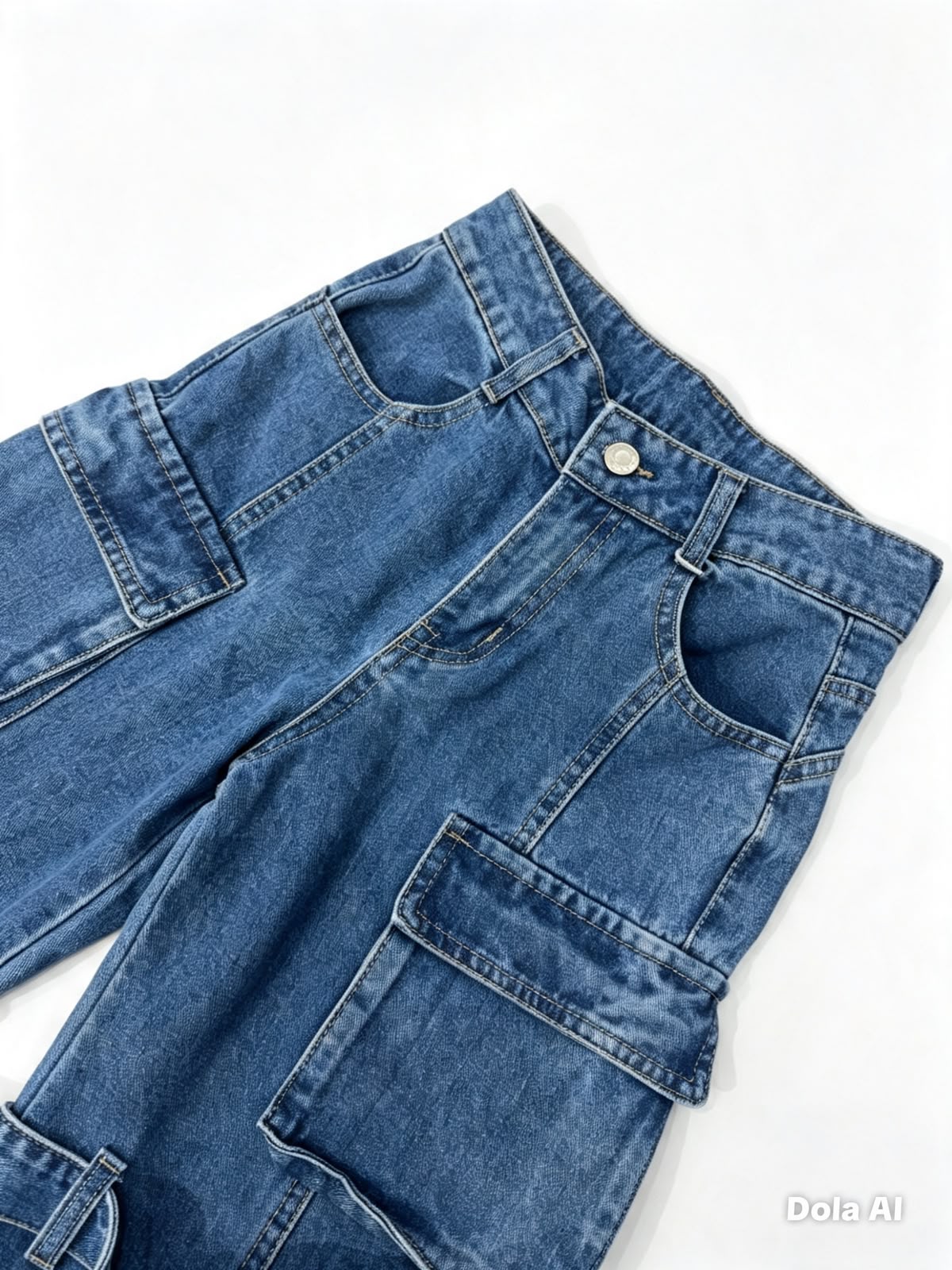 Pantalón niña cargo mezclilla con correas