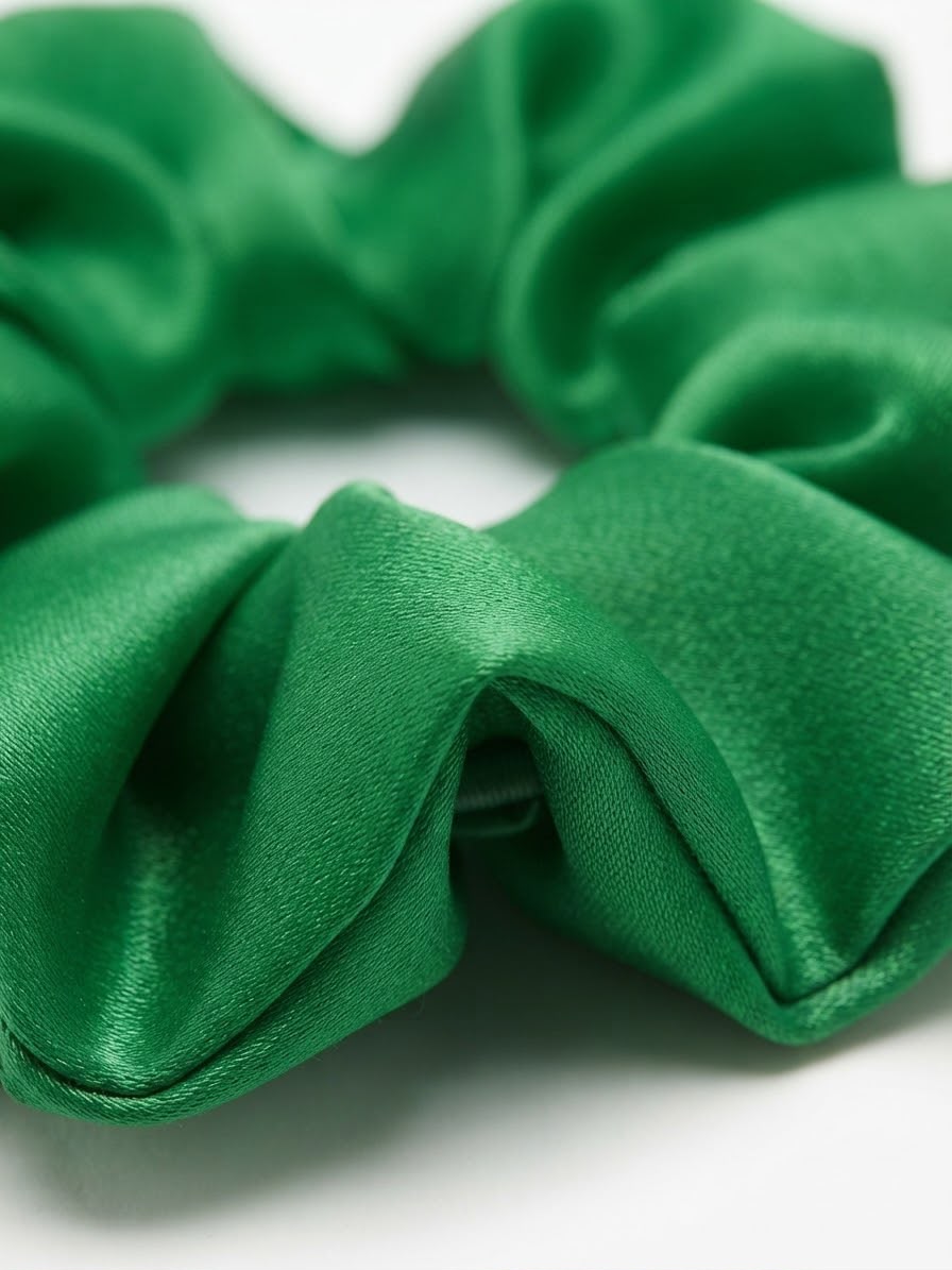 Liga cabello accesorio satinada verde