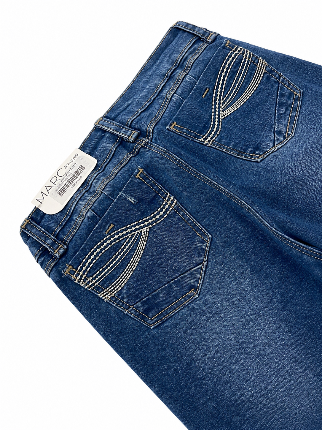 Pantalón niña mezclilla skinny con bolsas traseras bordadas