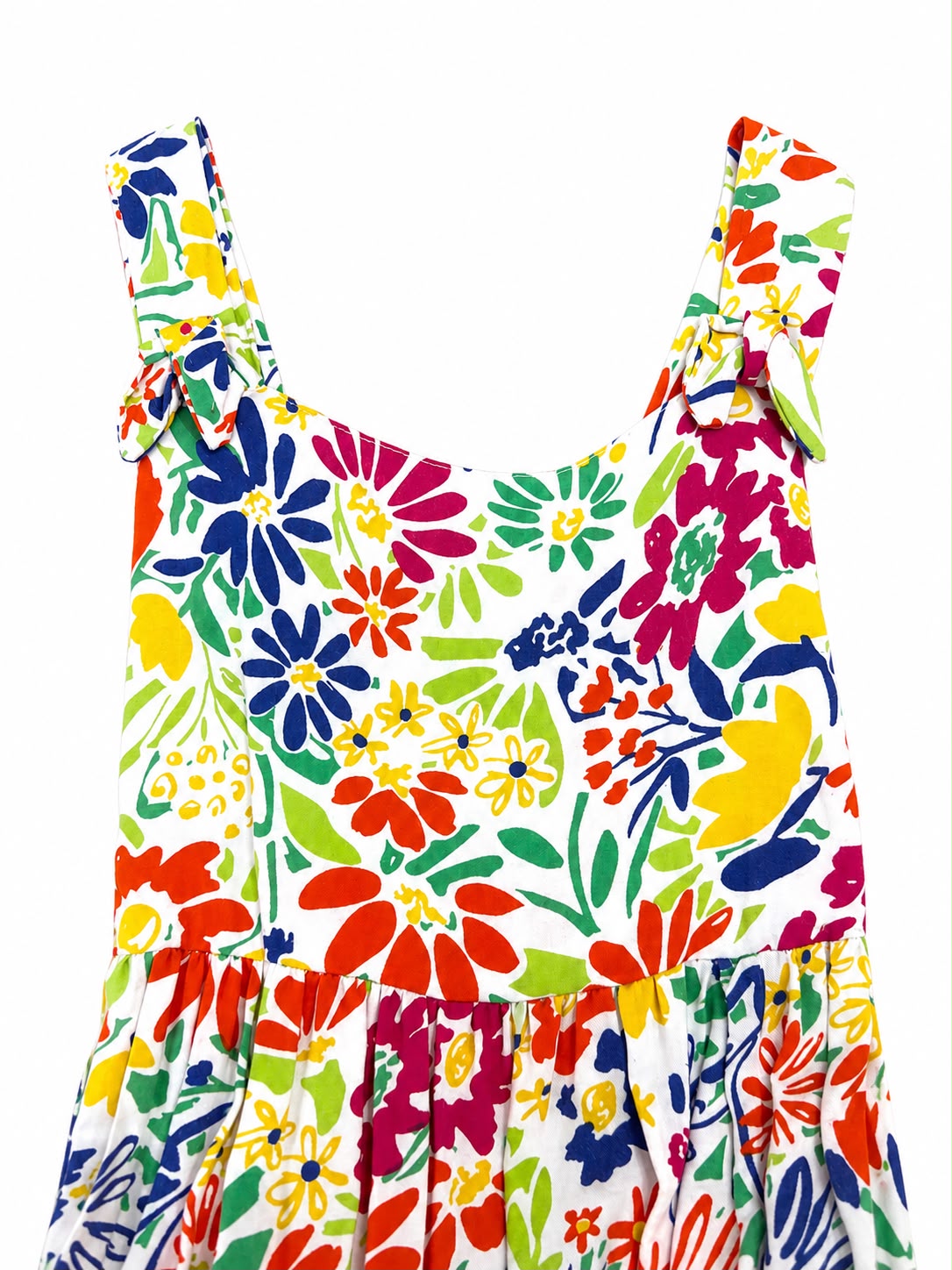 Vestido niña blanco con estampado floral multicolor