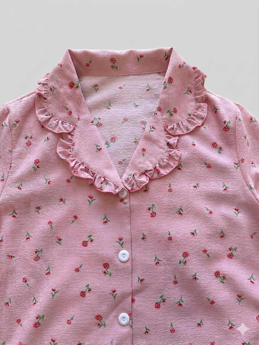 Pijama Dama Floral Rosa con Short