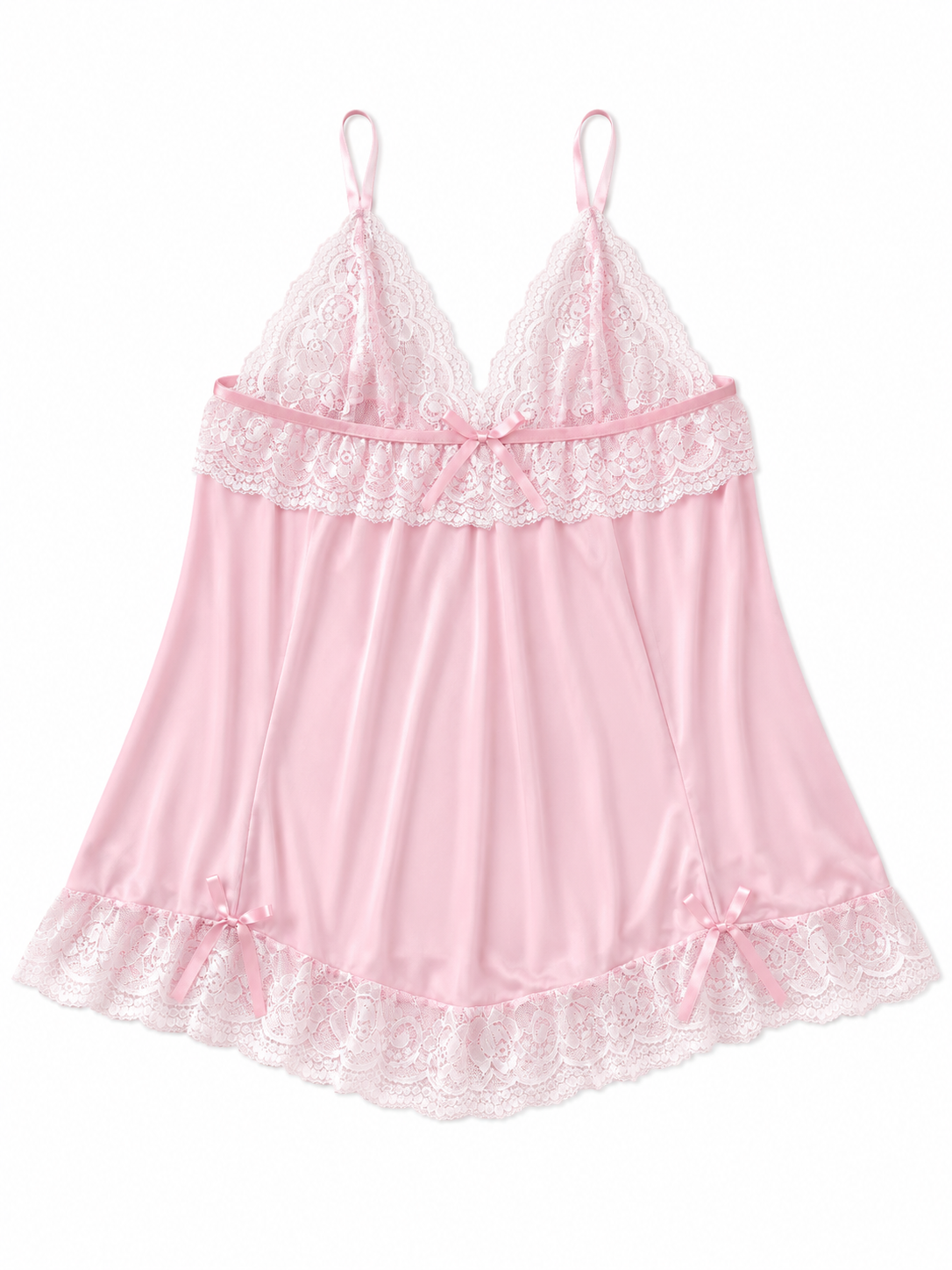 💗 Camisón Rosa con Encaje Pijama Dama