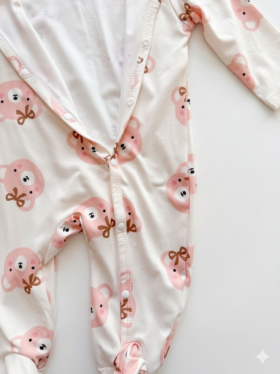 Mameluco para Bebé Ositas Rosa 🧸💗 NIÑA MESES
