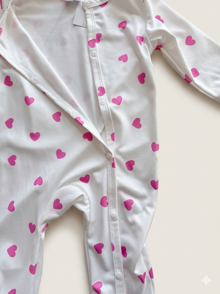 Mameluco para Bebé Corazoncitos Rosa 💕 NIÑA MESES