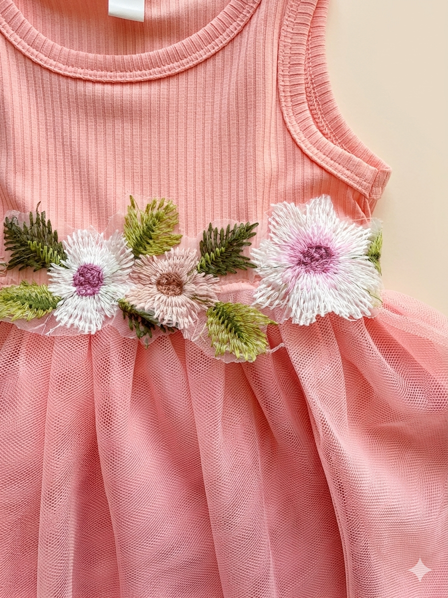 Vestido Infantil Floral Rosa 🌸💖 NIÑA MESES