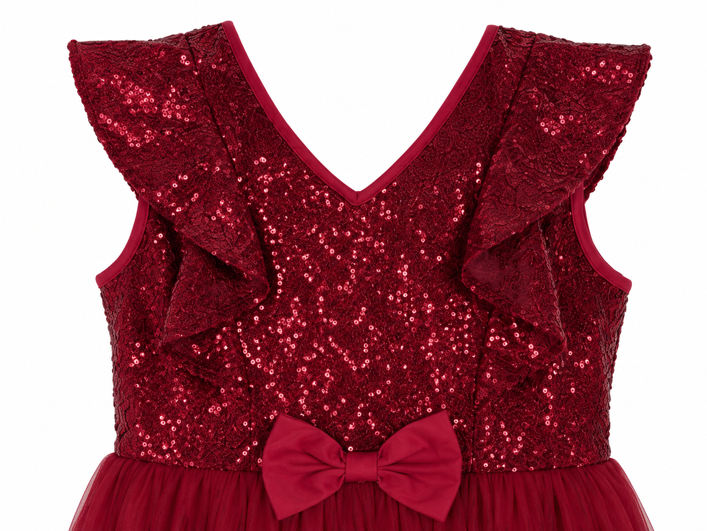 Vestido niña de lentejuelas color vino con falda tul