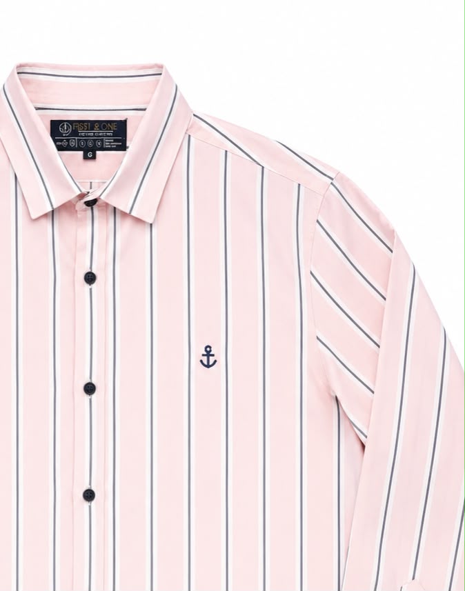 Camisa caballero grande FIRST Y @NE rosa de rayas