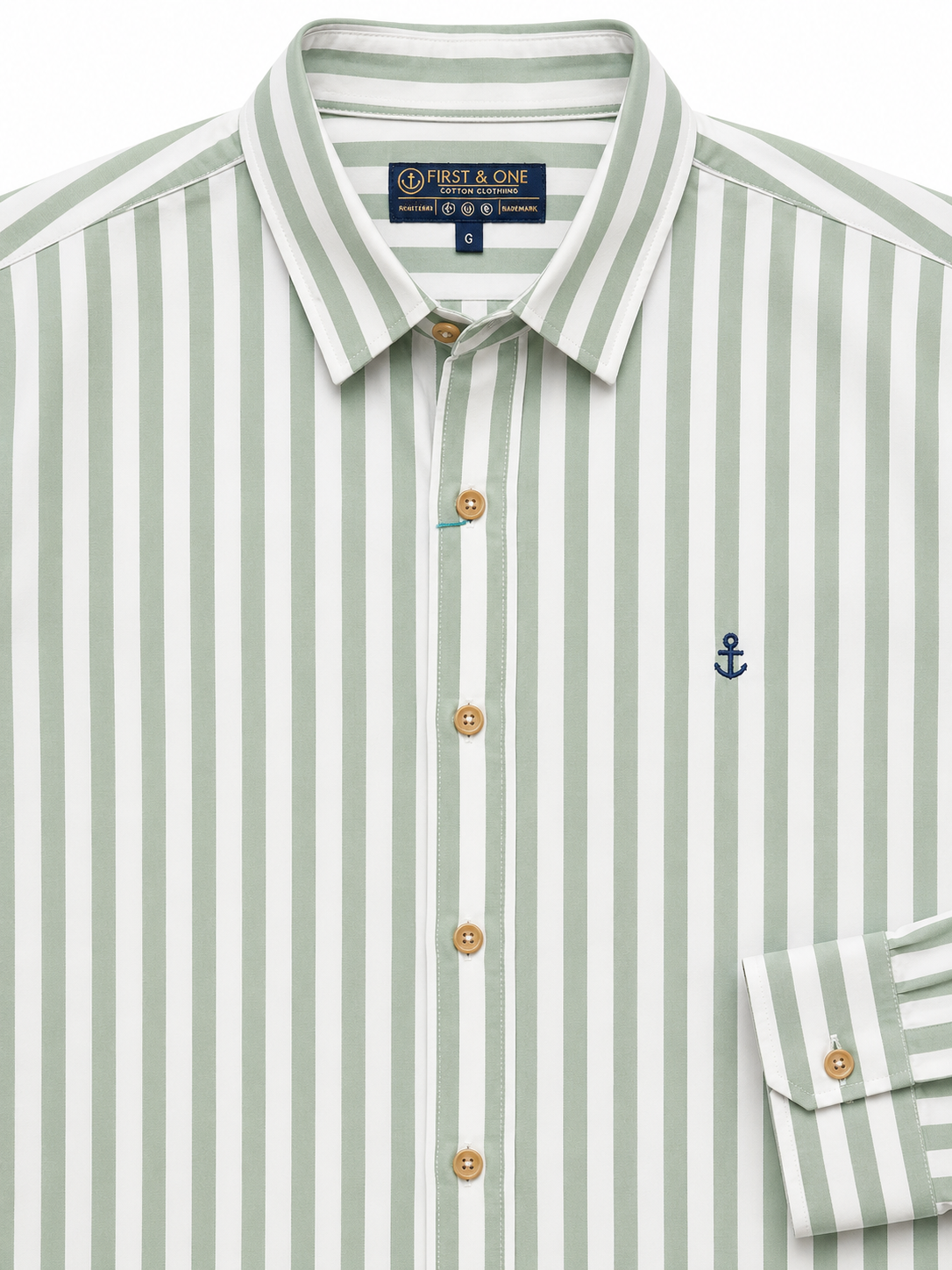 Camisa caballero grande FIRST Y @NE verde con blanco