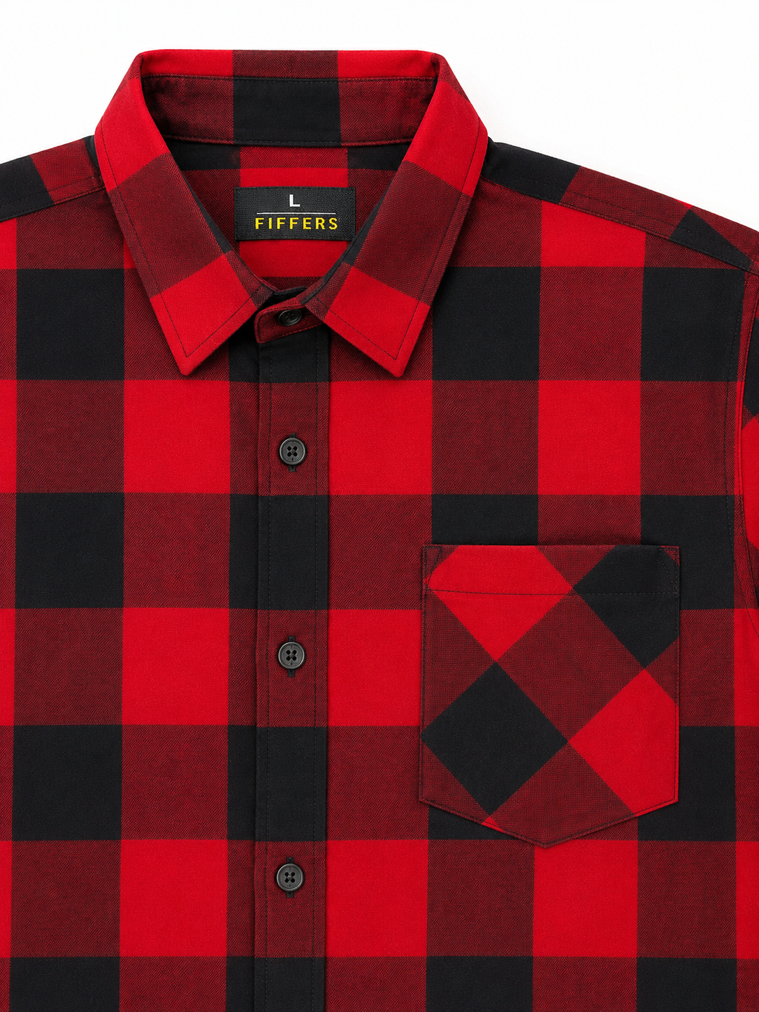 Camisa Caballero grande FIFF@RS cuadros rojos con negro