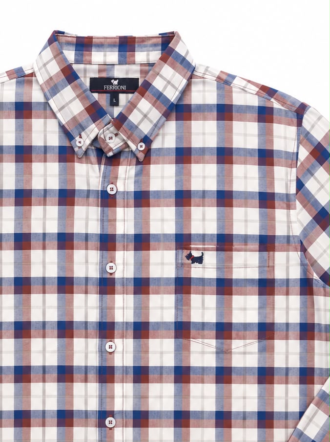 Camisa caballero grande FERRI@NI de cuadro rojo,azul y blanco