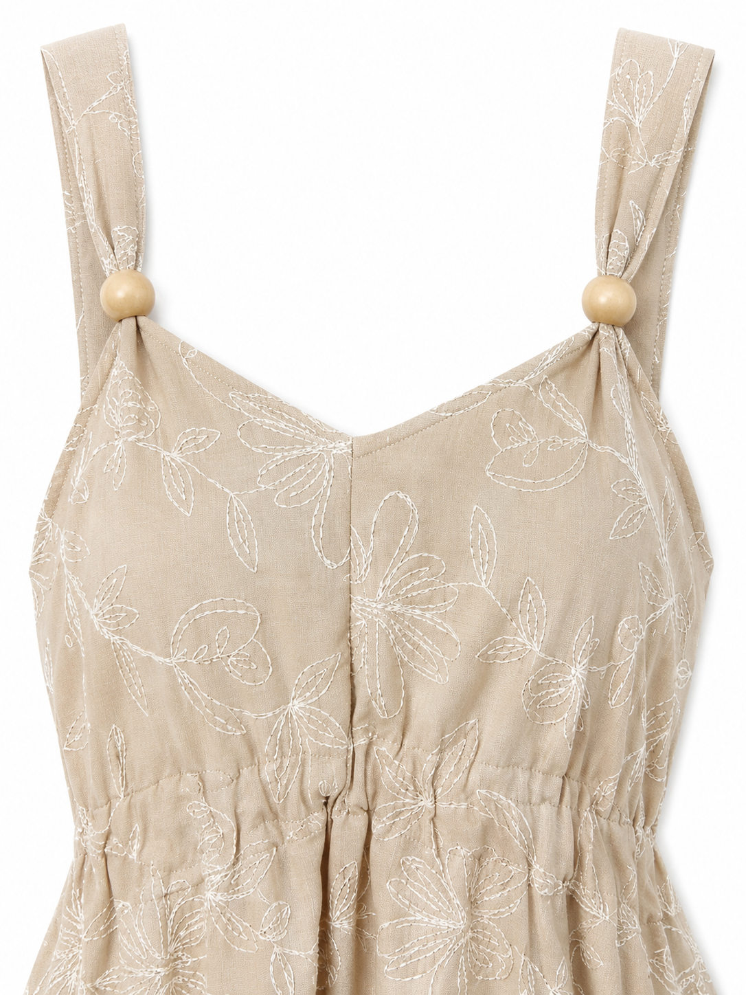Vestido dama chico beige con flores bordadas AMAND@