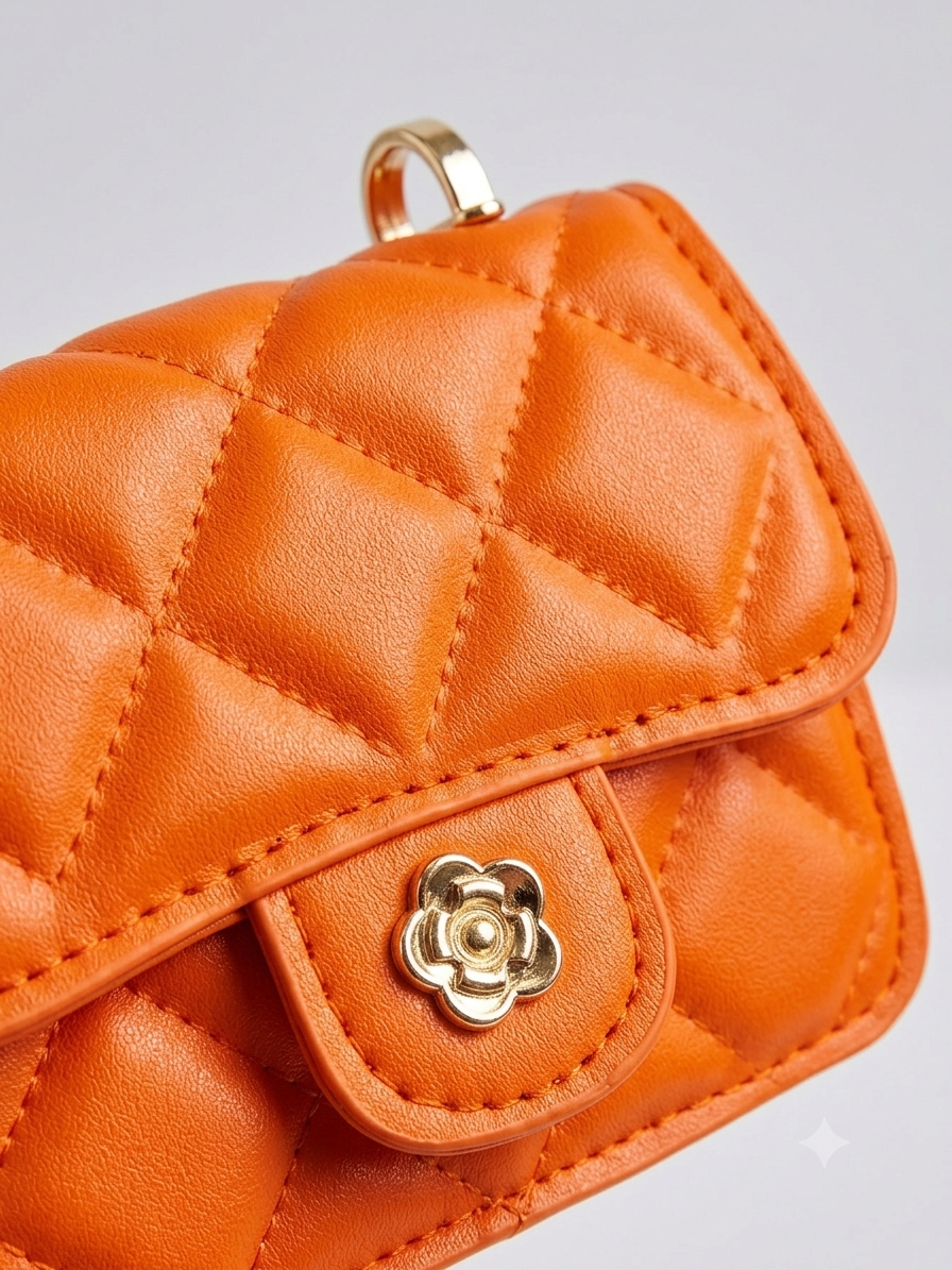 Bolsa Infantil Acolchada Naranja con Cadena