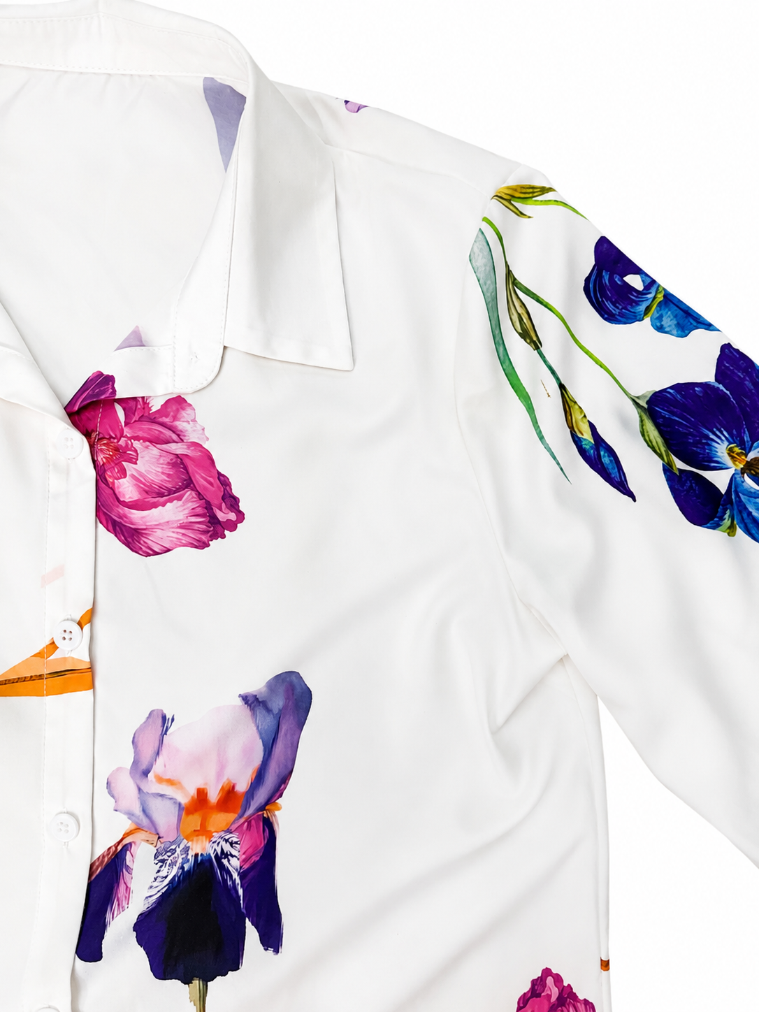 Camisa dama chica blanca floral