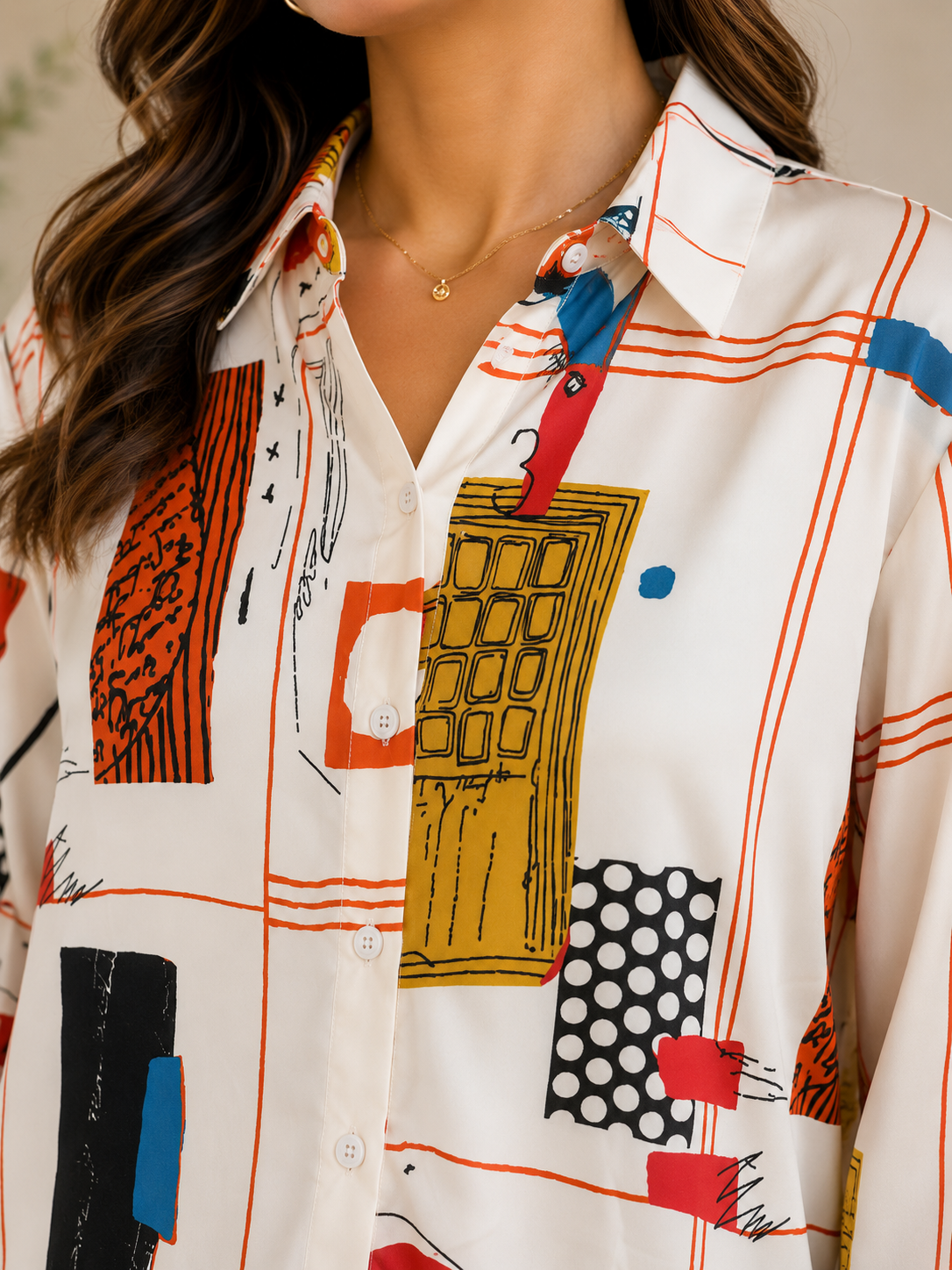 Camisa dama estampado abstracto moderno SH@IN